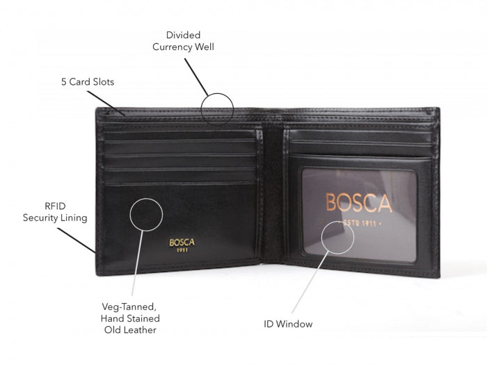 Bosca Nappa RFID Executive I.D Wallet - Black — Bag and Baggage