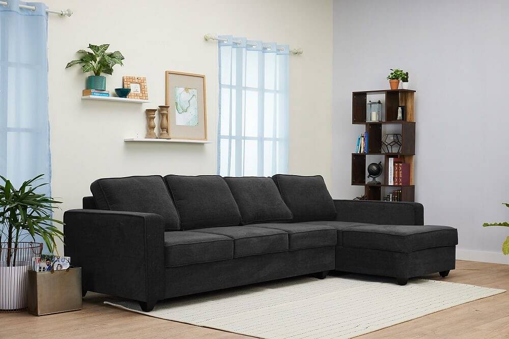 Buy Windsor Grey L Shape Sofa Set Online in India - PlusOne