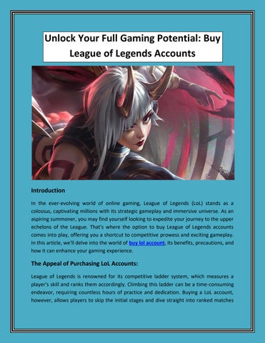 Buy League of Legends Smurf Accounts - Lifetime Warranty & High MMR