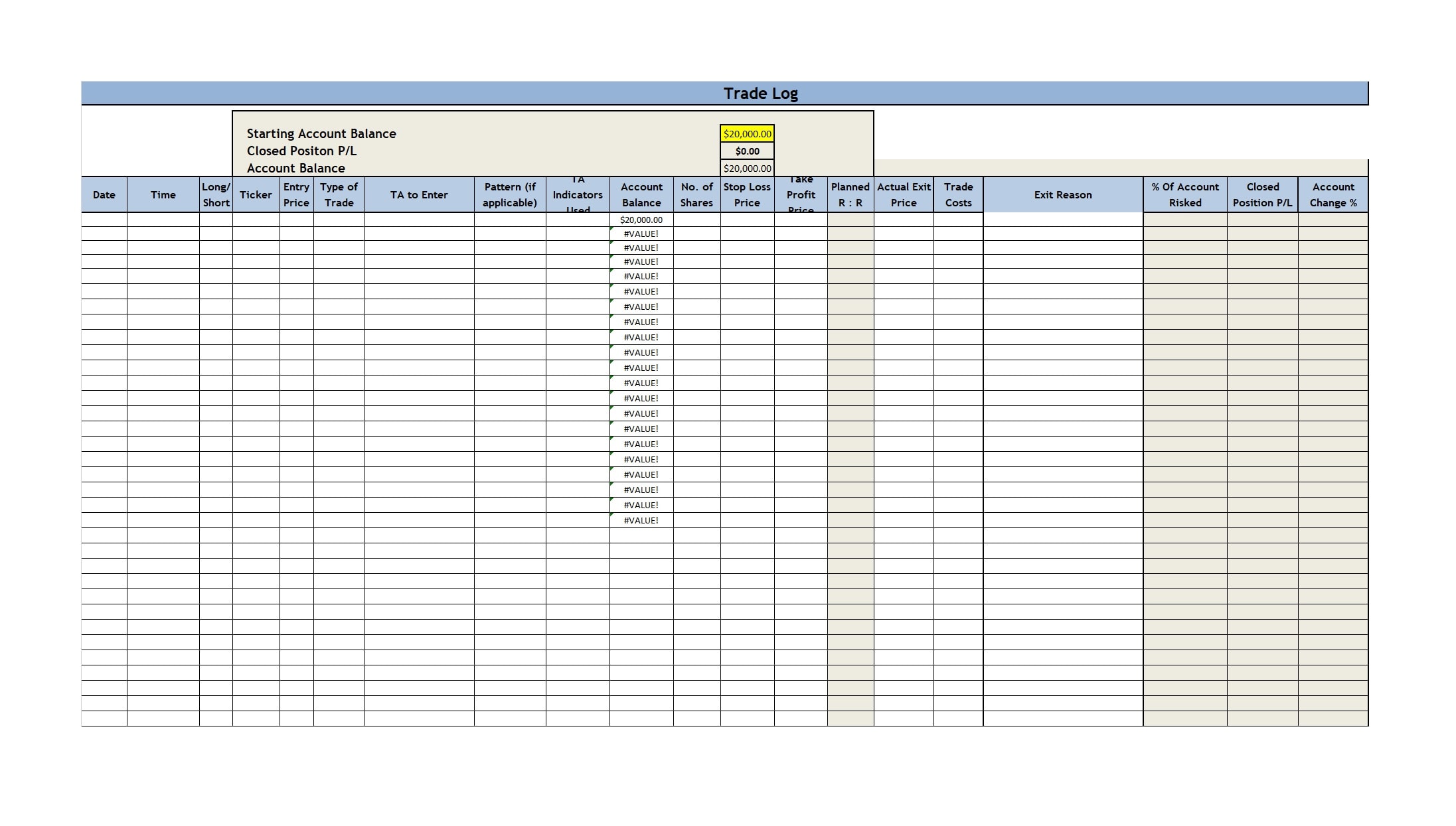 Free Trading Journal - Excel & Google Sheets Download