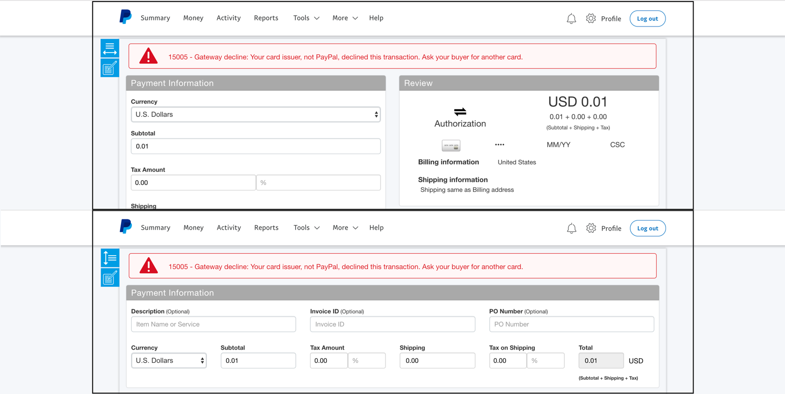 Declined: This transaction cannot be processed.