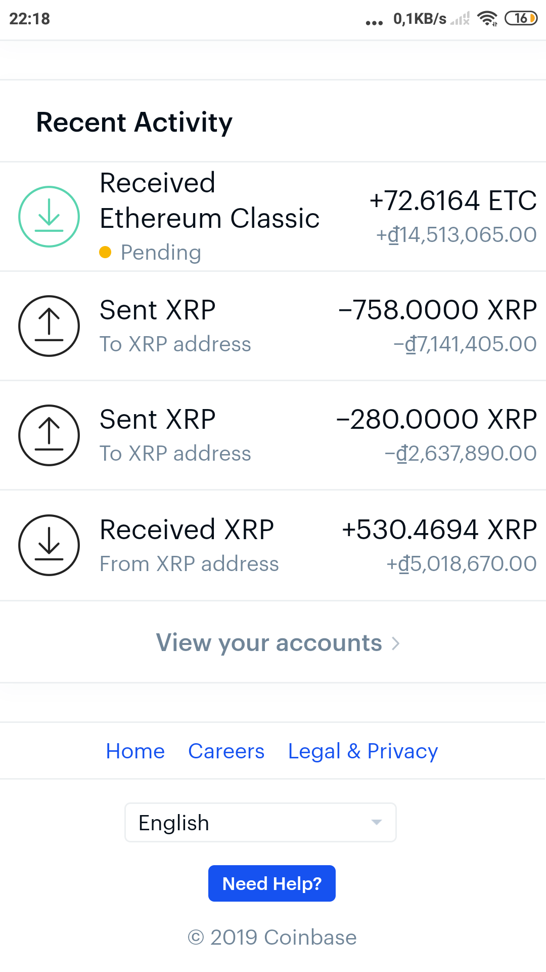 Coinbase XLM transactions not working, delayed, or 'Pending'