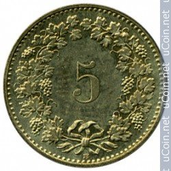 Five Francs , Coin from Switzerland - Online Coin Club