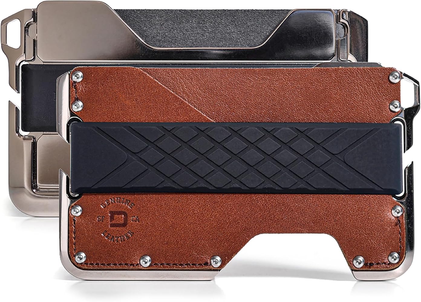 Dango D01 Dapper EDC Wallet - Made in USA - Genuine Leather, Slim, Minimalist, Metal, RFID Blocking