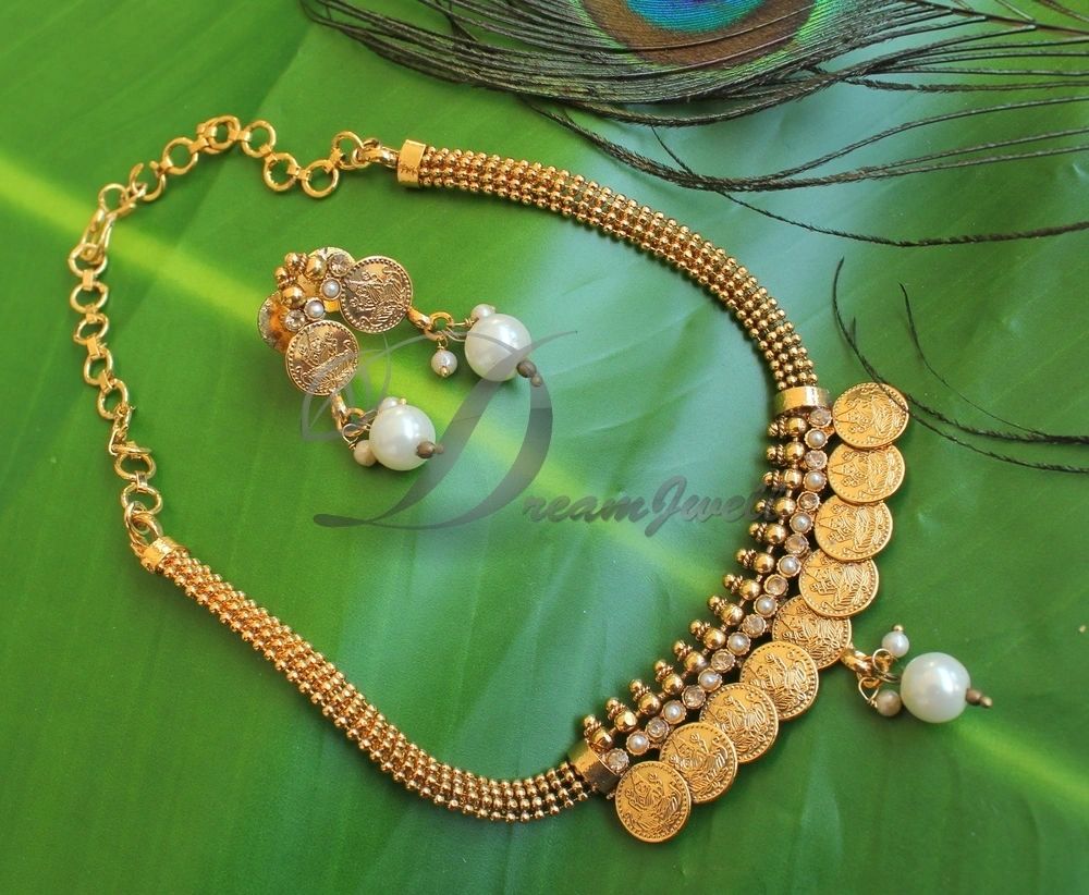 Antique Lakshmi Coin Neckset - Anjos Fashions