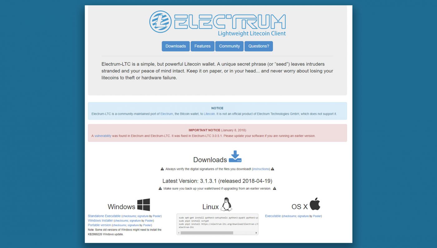 Electrum LTC (free) download Windows version