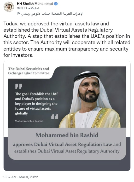 Dubai Is the Latest Government To Roll Out Crypto Law, Set Up Regulator - Blockworks