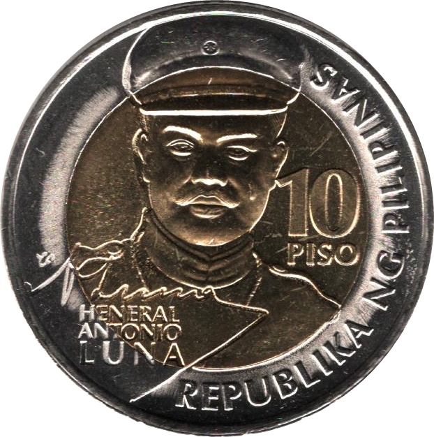 10 piso - Antonio Luna, Philippines - Coin value - coinmag.fun