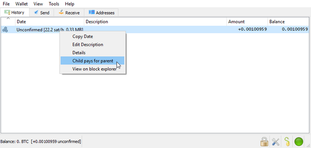 How to do a manual Child Pays For Parent transaction – Bitcoin Electrum