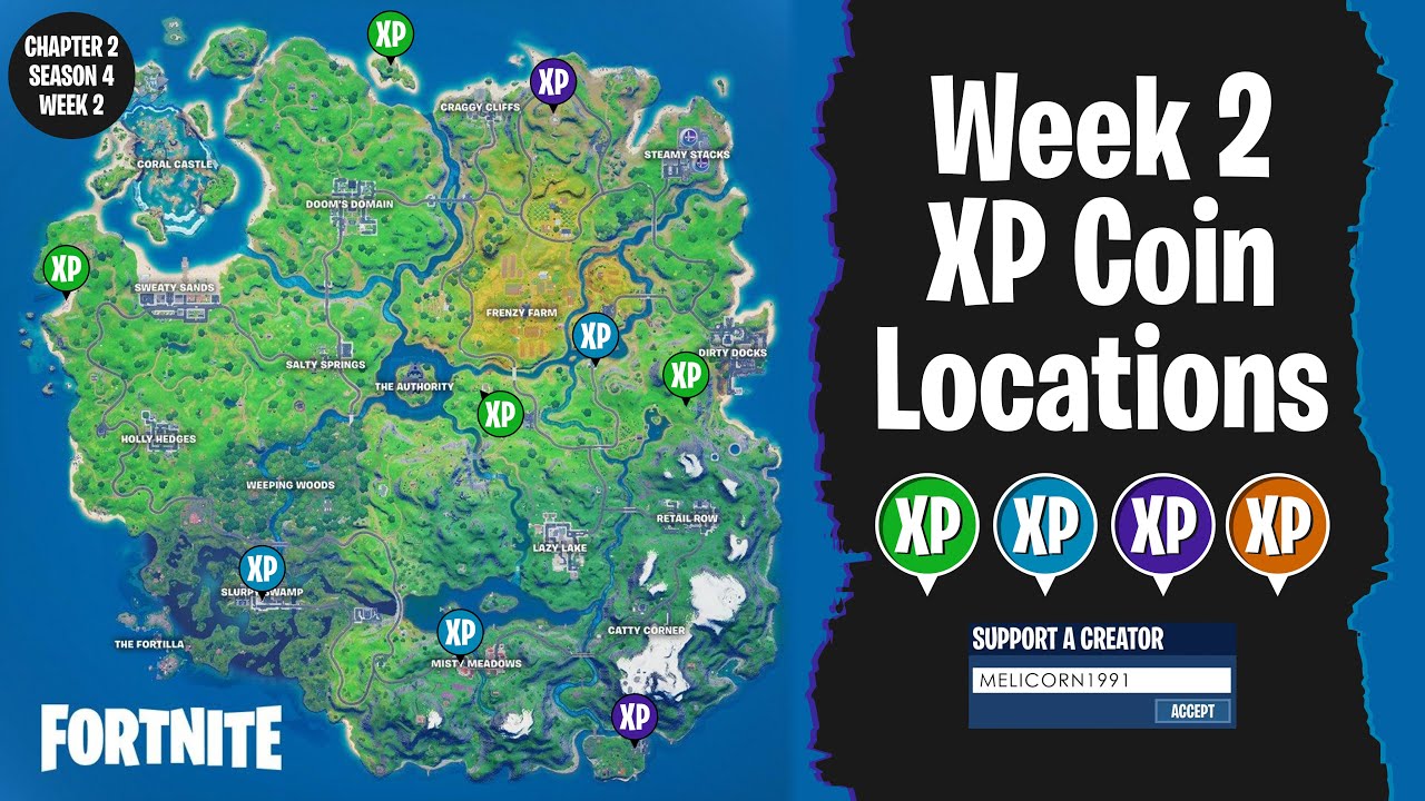 Fortnite Chapter 2 Season 4 Week 2 XP Coins Locations Guide - Video Games Blogger