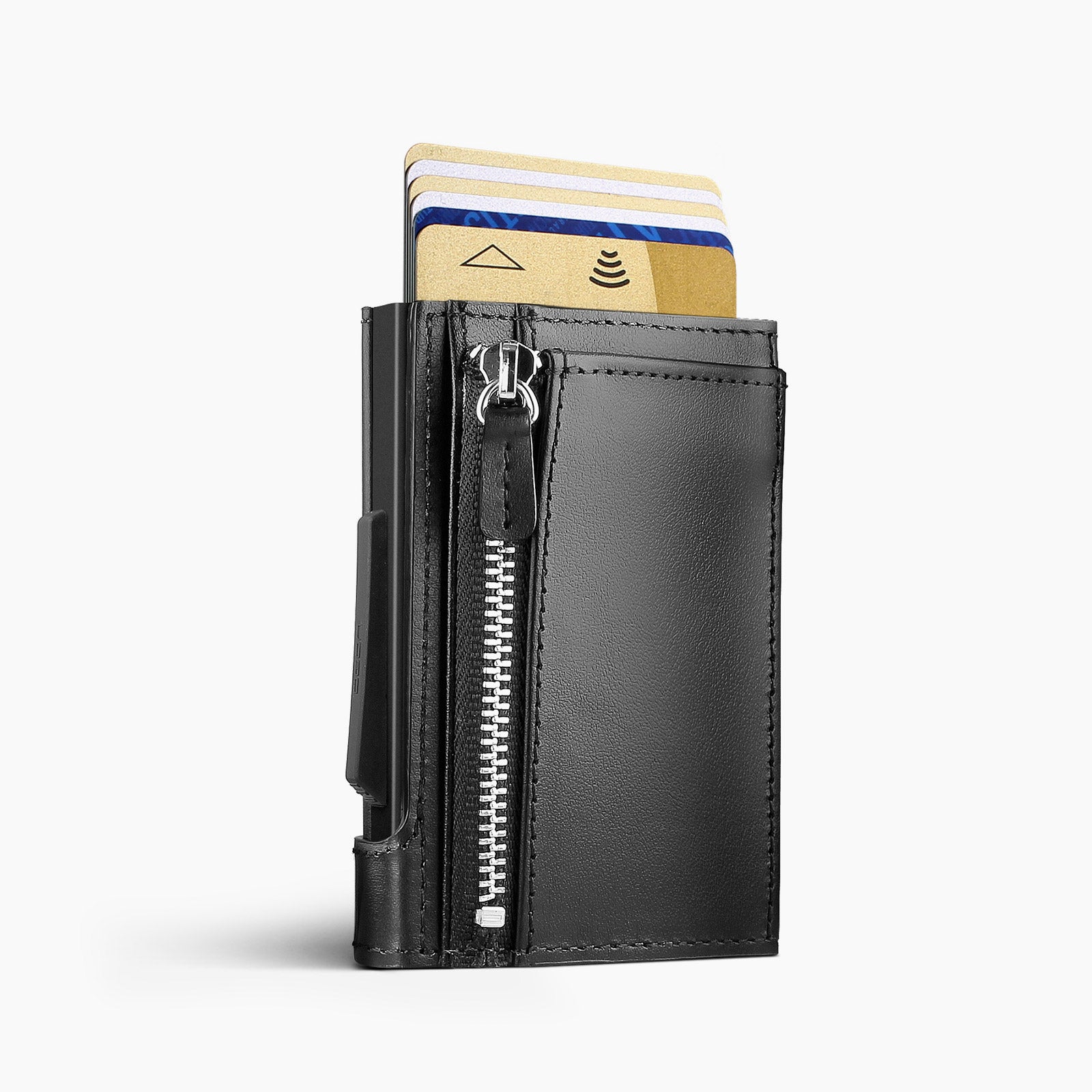 OGON Cascade Card Case Wallet With Zipper - Black | Wallets Online