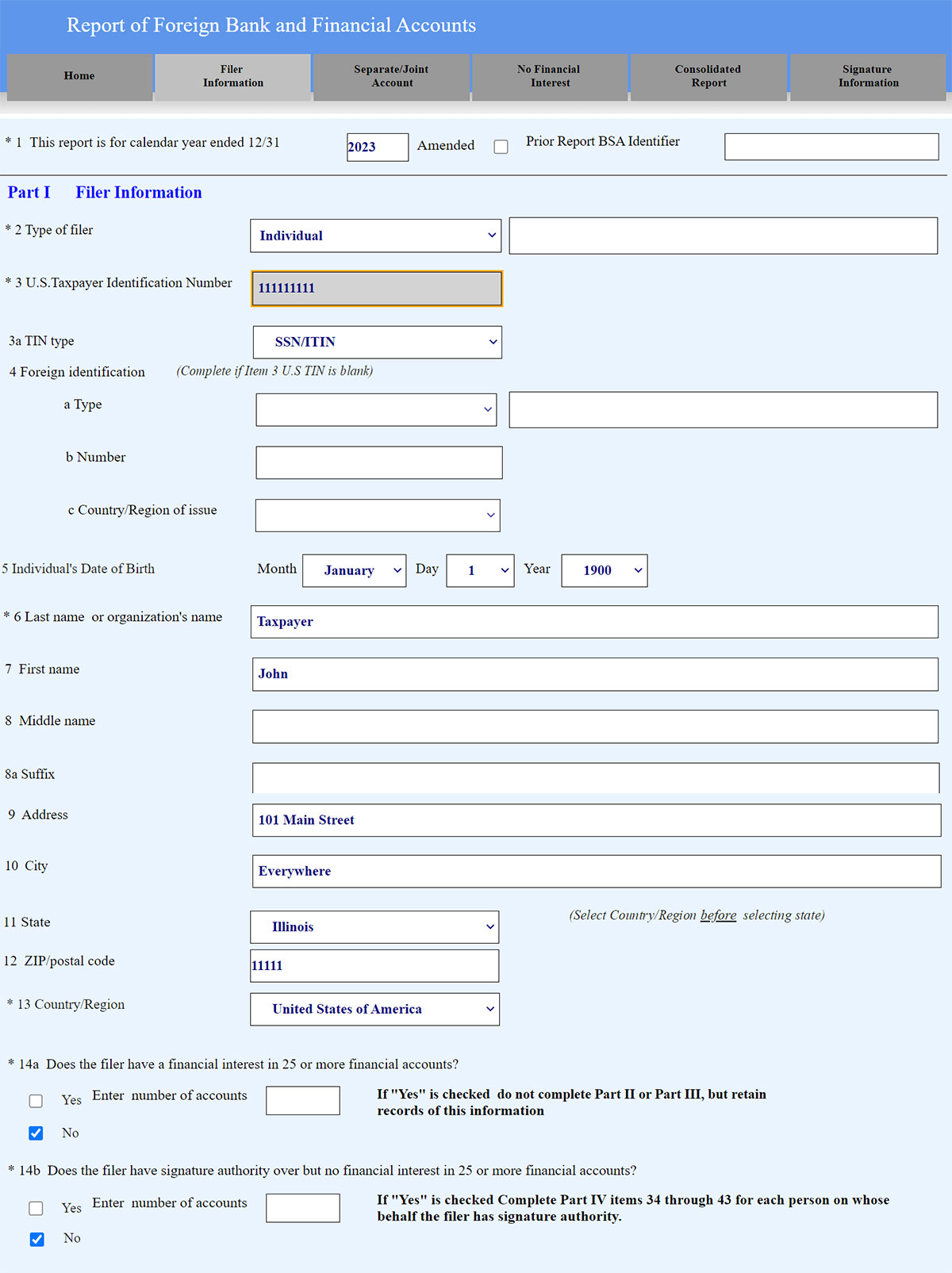 The Instructions for FBAR (FinCEN Form ) 