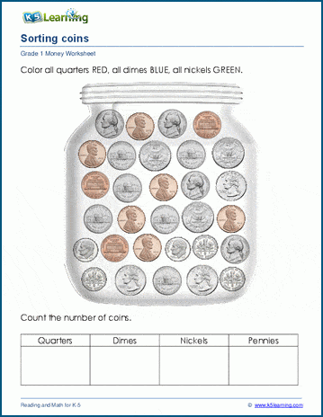 Free Math Money Worksheets 1st Grade