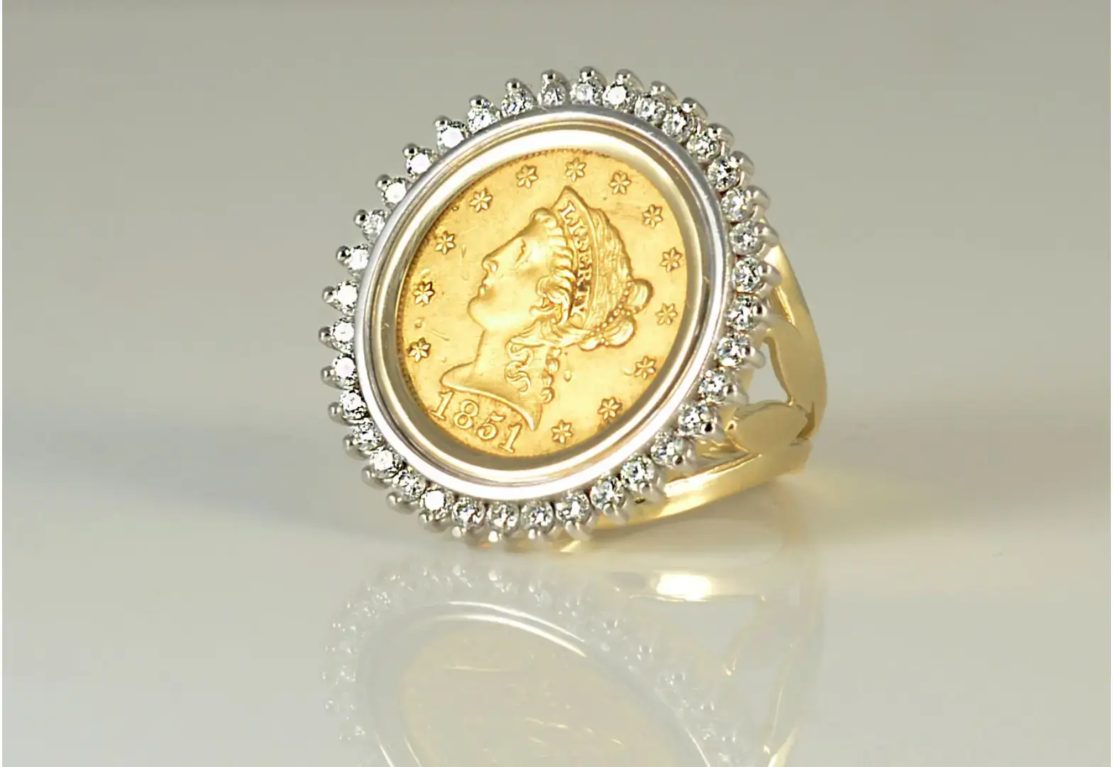 14K Yellow Gold Vintage 1/10oz Liberty Coin Ring – David's Antiques & Jewelry