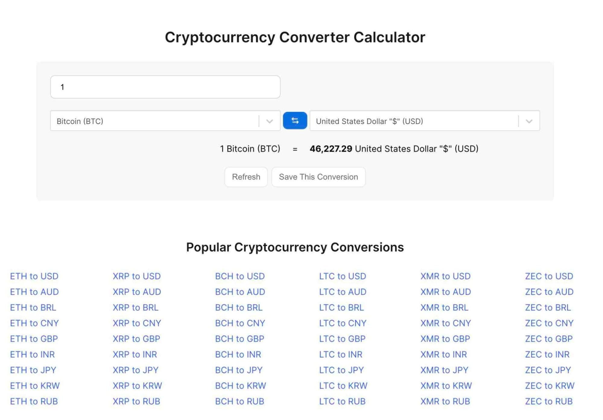 BTC (Bitcoin) - USD (United States Dollar) Exchange calculator | Convert Price | coinmag.fun