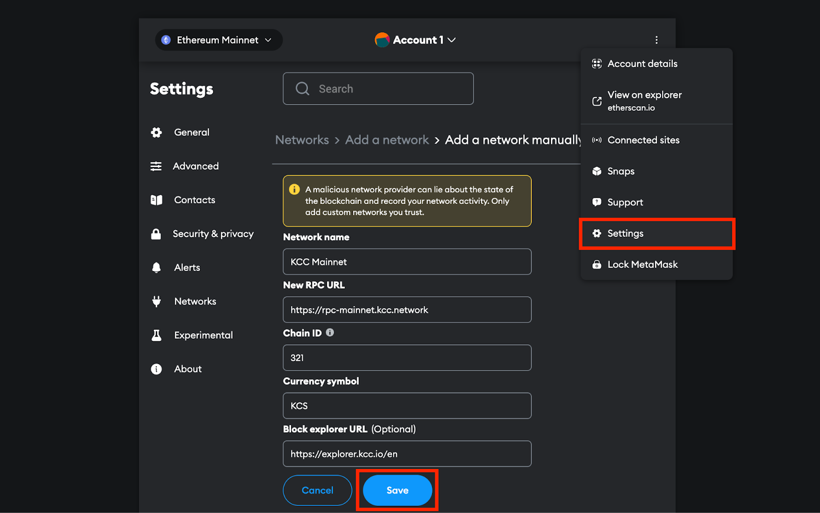 How to add Kucoin Community Chain (mainnet) to MetaMask