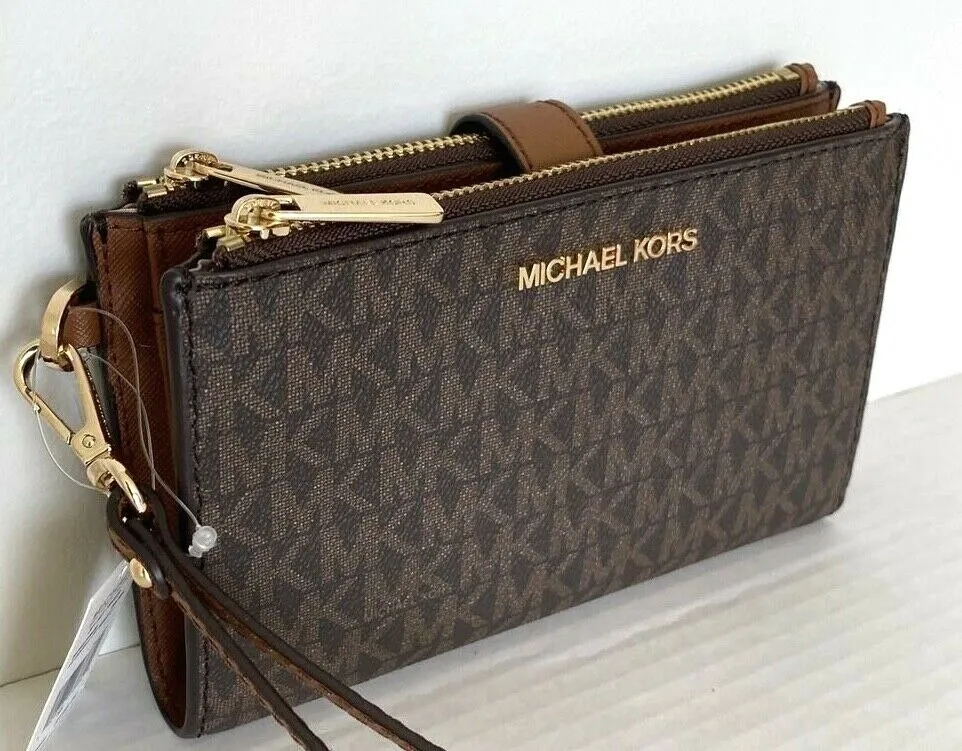 MICHAEL KORS Jet Set Travel Double-Zip Wristlet 35F8GTVW0BVANILLA | OfficeMate