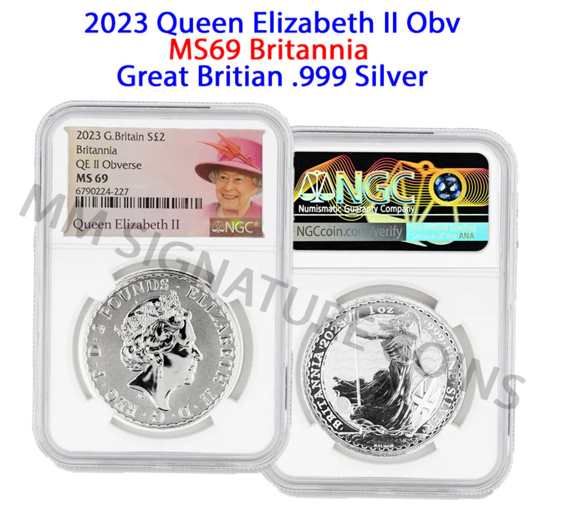 Silver Britannia 1oz Coin Featuring Queen Elizabeth II – Mike Mezack Signature Coins