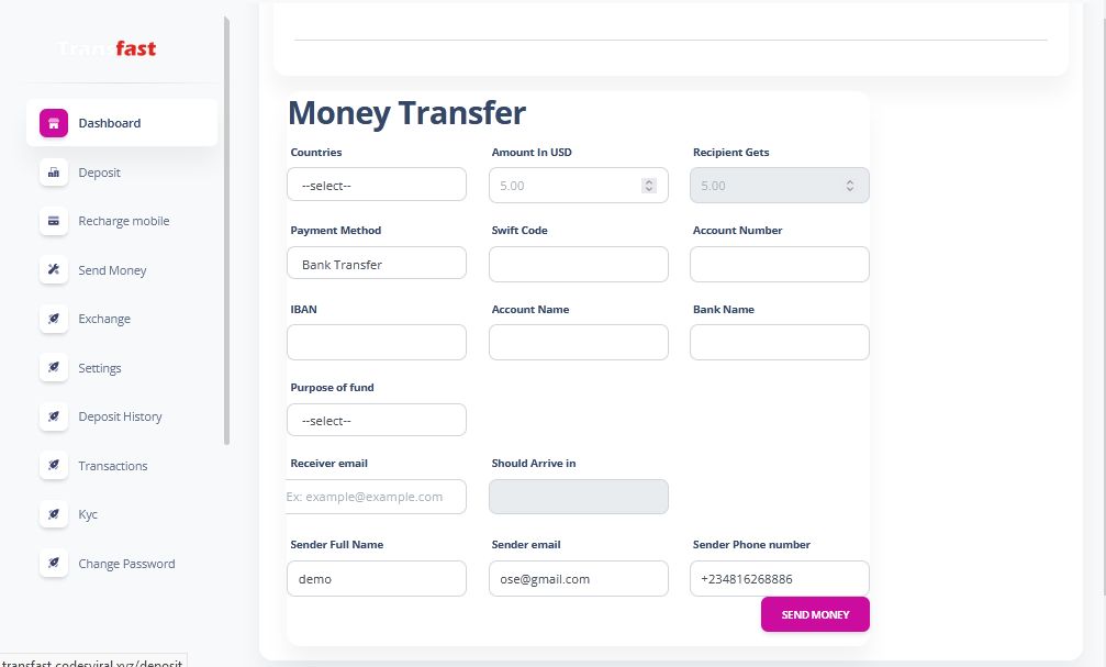 Transfast - Worldwide Money Transfer PHP Script by Codesviral | Codester