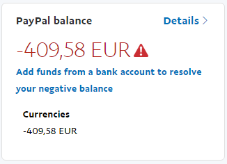 What should I do if my balance is negative? | PayPal FR