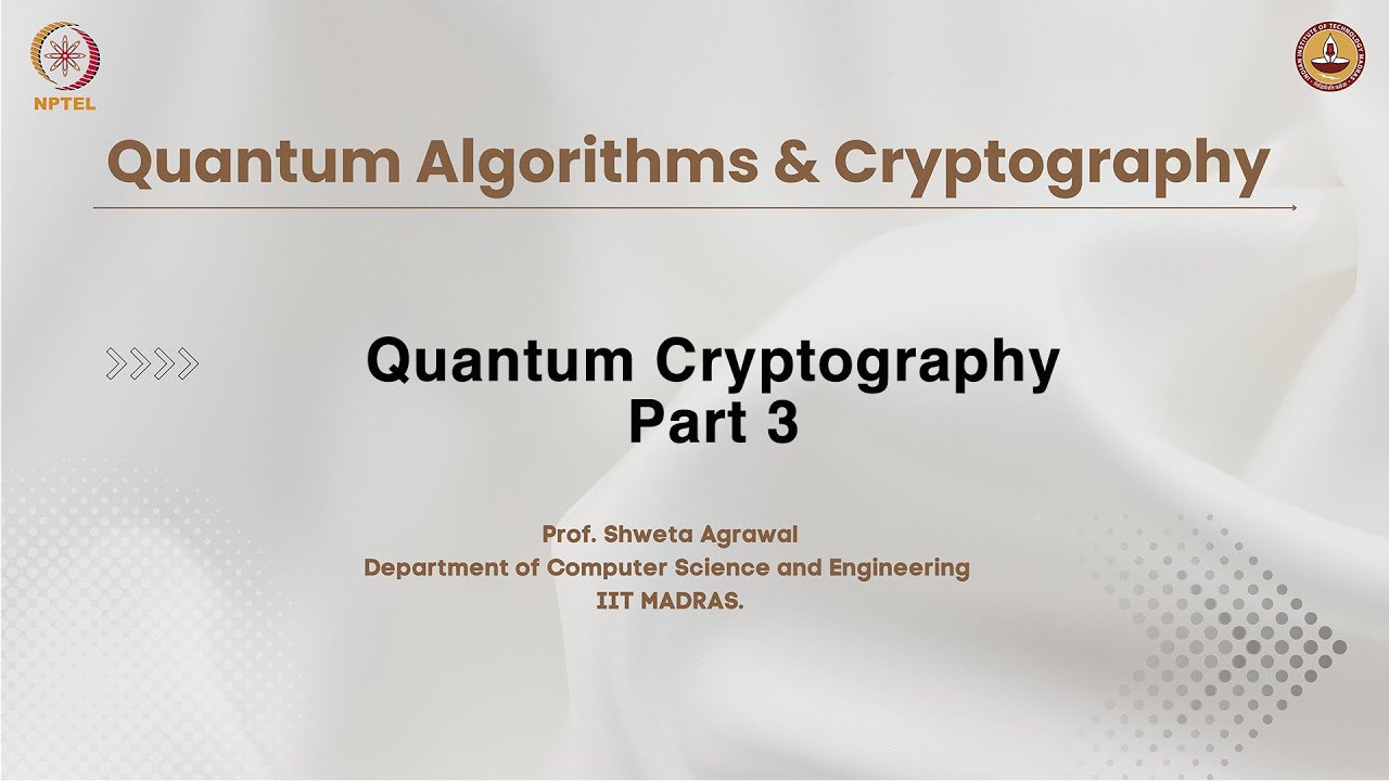 Data Encryption and Post Quantum Cryptography (PQC) video lecture IIT Madras