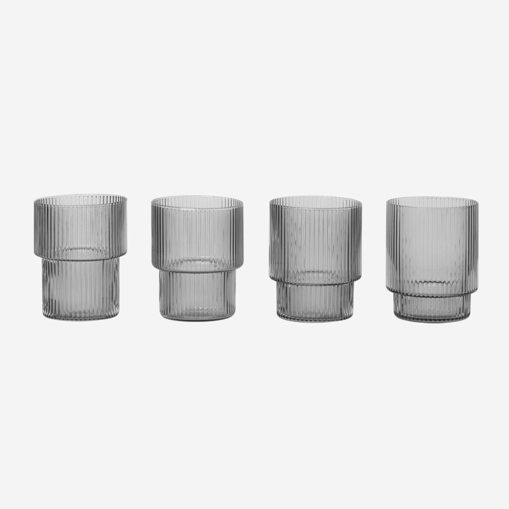 Ferm Living Ripple Low Glass Set Smoke Grey